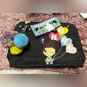 Love Pink Character Pouch with Multicolor Balloon Art